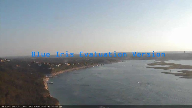 Lake Travis webcam, July 8, 2023 7:45 PM CT