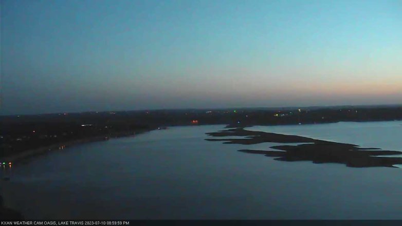 Lake Travis webcam, July 10, 2023 9:00 PM CT