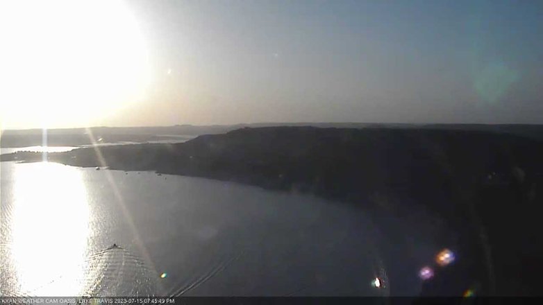 Lake Travis webcam, July 15, 2023 7:45 PM CT