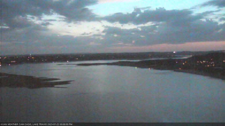 Lake Travis webcam, July 22, 2023 9:00 PM CT