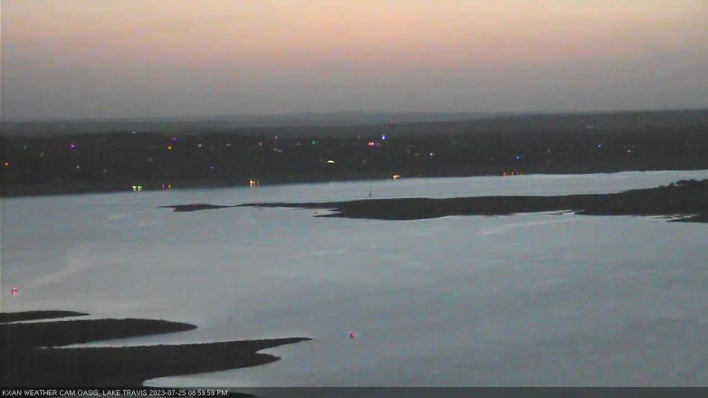 Lake Travis webcam, July 25, 2023 9:00 PM CT