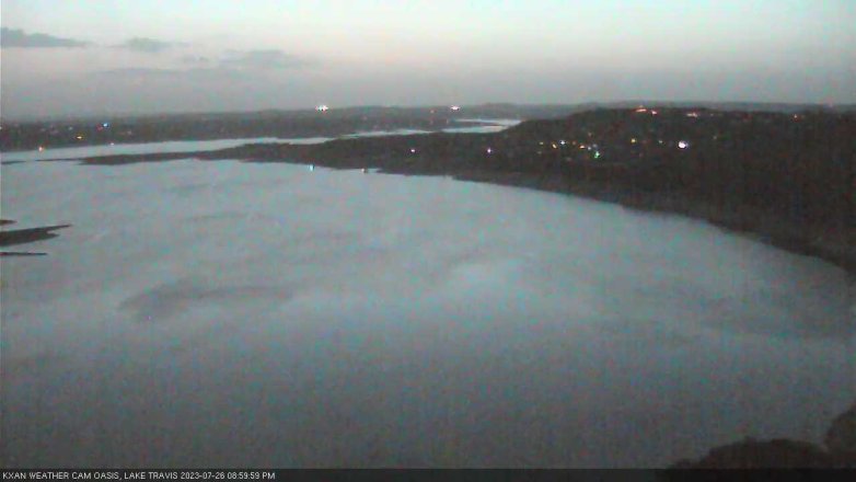 Lake Travis webcam, July 26, 2023 9:00 PM CT