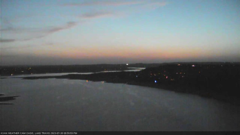 Lake Travis webcam, July 30, 2023 9:00 PM CT