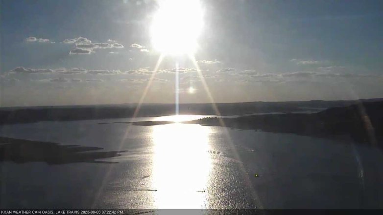 Lake Travis webcam, August 3, 2023 7:25 PM CT