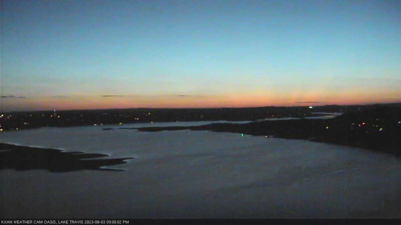 Lake Travis webcam, August 3, 2023 9:00 PM CT