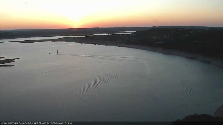 Lake Travis webcam, August 6, 2023 8:25 PM CT