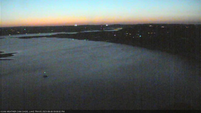 Lake Travis webcam, August 6, 2023 9:00 PM CT