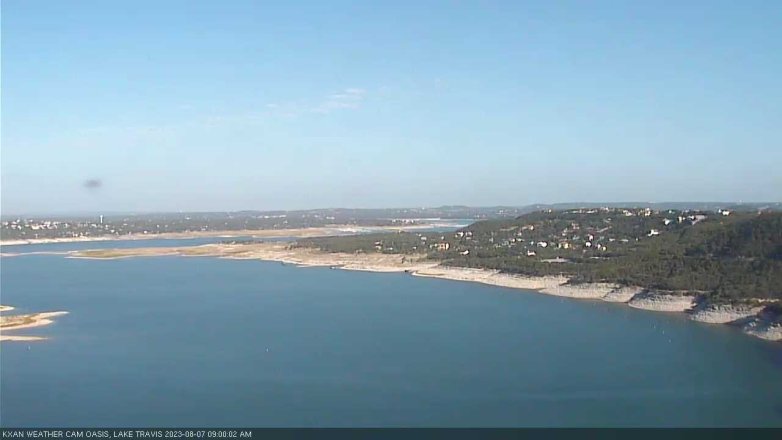 Lake Travis webcam, August 7, 2023 9:00 AM CT