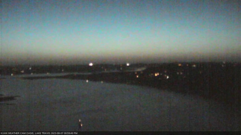 Lake Travis webcam, August 7, 2023 9:00 PM CT