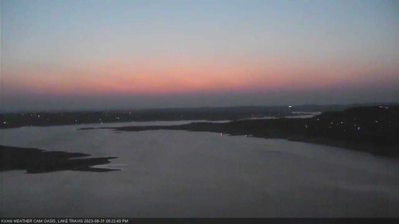 Lake Travis webcam, August 31, 2023 8:25 PM CT