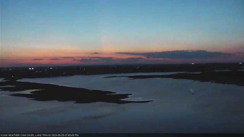 Lake Travis webcam, September 28, 2023 7:45 PM CT