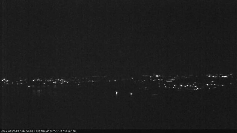 Lake Travis webcam, December 17, 2023 9:00 PM CT