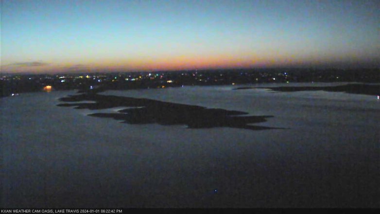Lake Travis webcam, January 1, 2024 6:25 PM CT