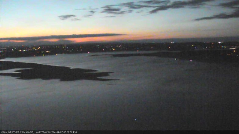 Lake Travis webcam, January 7, 2024 6:25 PM CT