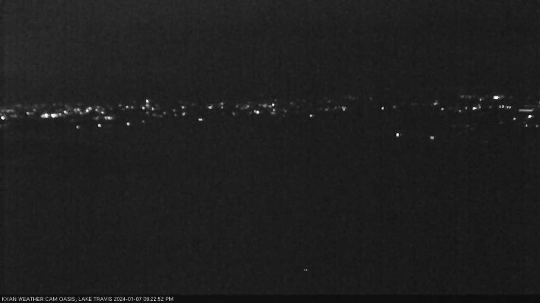Lake Travis webcam, January 7, 2024 9:25 PM CT