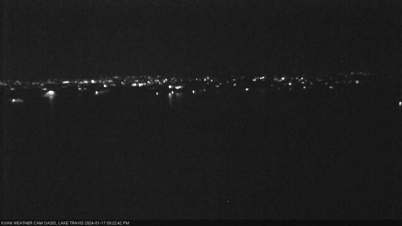 Lake Travis webcam, January 17, 2024 9:25 PM CT