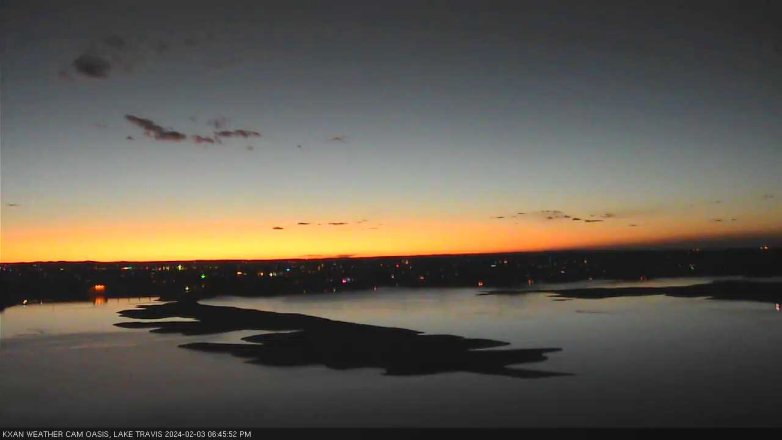 Lake Travis webcam, February 3, 2024 6:45 PM CT