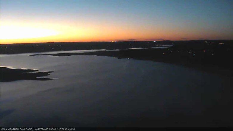 Lake Travis webcam, February 13, 2024 6:45 PM CT