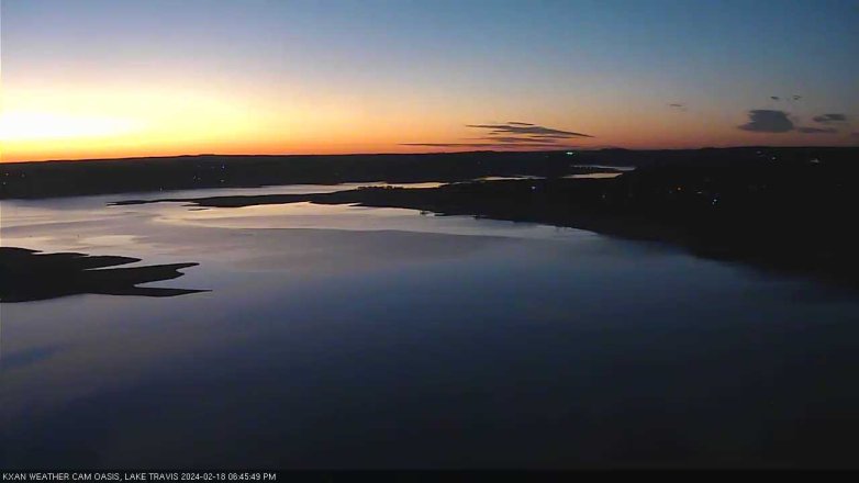 Lake Travis webcam, February 18, 2024 6:45 PM CT