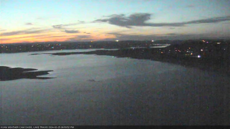 Lake Travis webcam, February 25, 2024 7:00 PM CT
