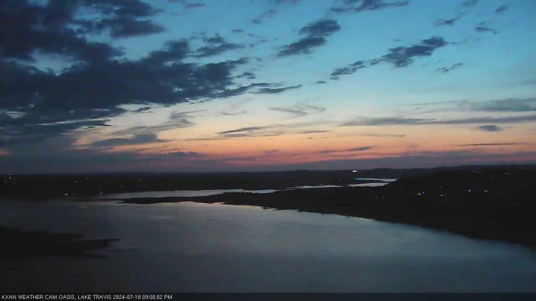 Lake Travis webcam, July 18, 2024 9:00 PM CT