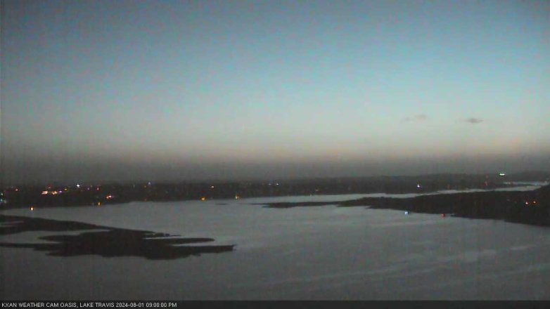 Lake Travis webcam, August 1, 2024 9:00 PM CT