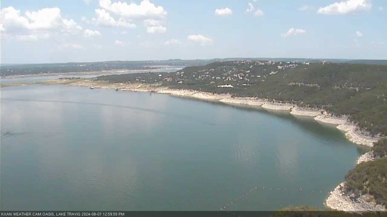Lake Travis webcam, August 7, 2024 1:00 PM CT
