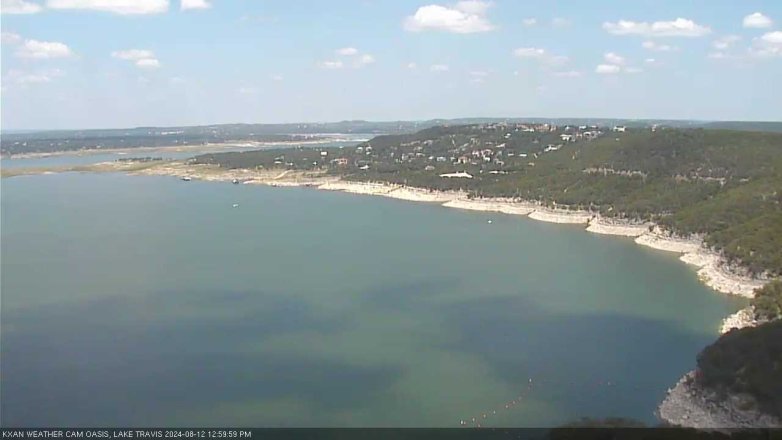 Lake Travis webcam, August 12, 2024 1:00 PM CT